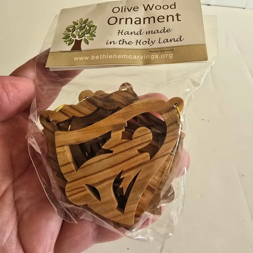NIP Bethlehem Carving Group Hand Carved Nativity Ornaments (6) Nativity Angel